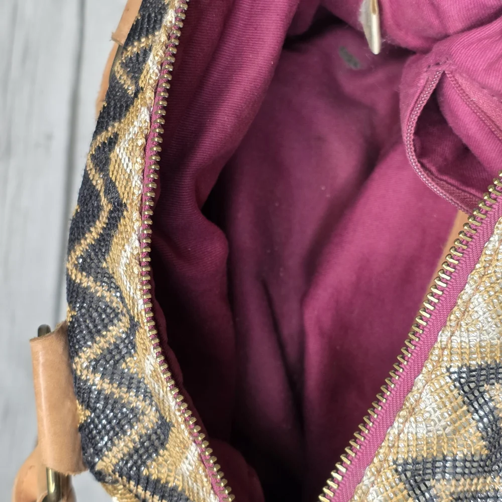 Miss Albright for Anthropologie Metallic Ikat Chevron Satchel